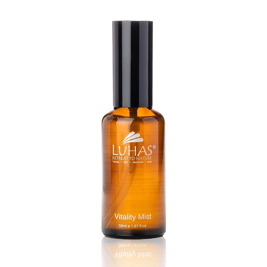 LUHAS Vitality Mist in an amber glass spray bottle